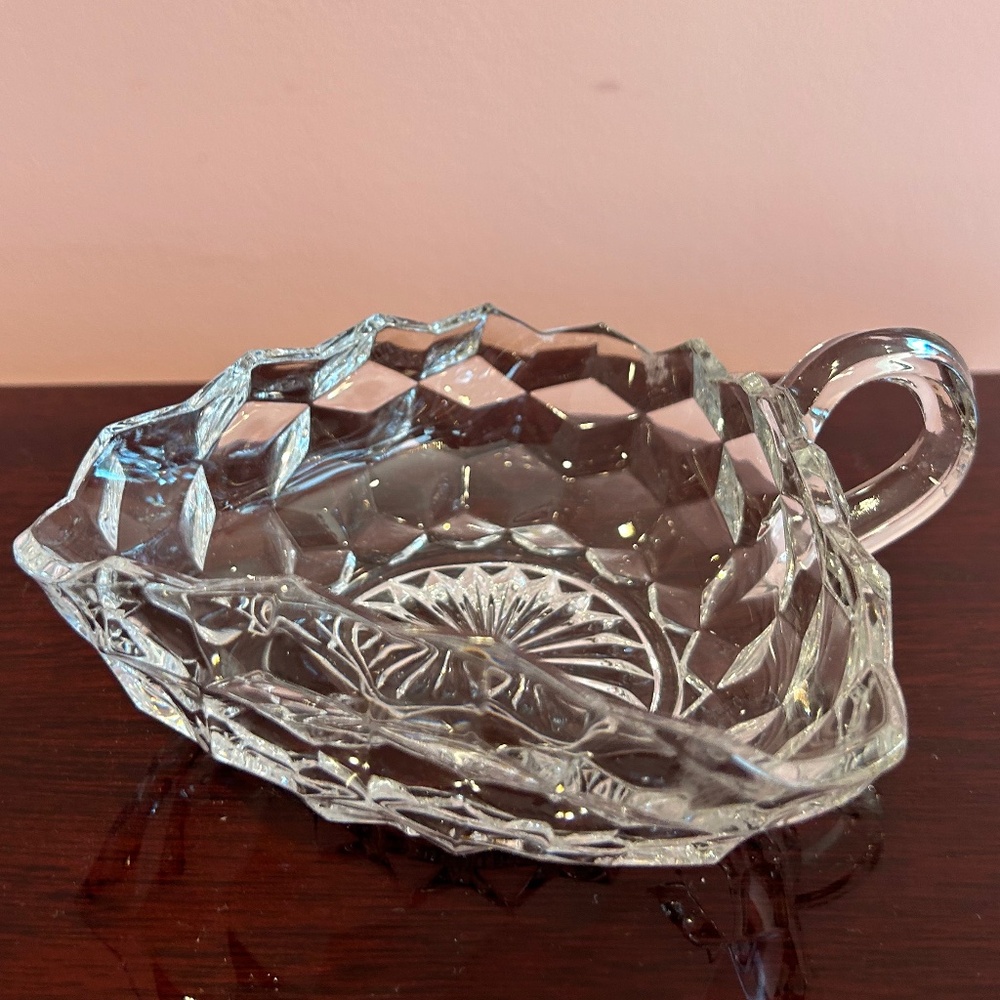 Fostoria American Clear Glass Early American Nappy Bowl with a Handle